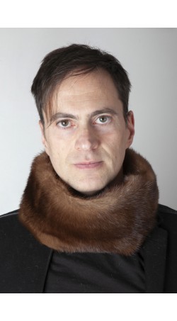 Dark brown mink fur neck warmer - unisex